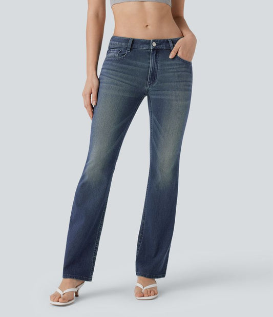 ColaFlex™ Denim Low - Jeans svasati casual e sbiaditi in denim, elasticizzato con vita bassa e tasche multiple.