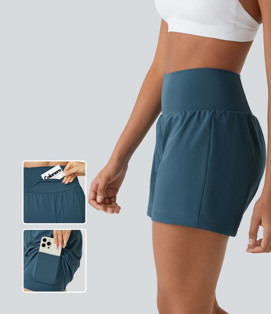 ColaShorts™ - Pantaloncini da yoga 2 in 1 a vita alta con tasca posteriore e tasca laterale