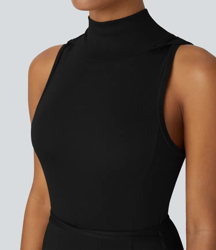 ColaZebra™ - Abito casual midi con Capuccio, Senza maniche e schiena a Zebra