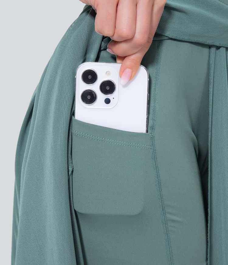 ColaGonna™ - Gonna midi e pantaloncini 2 in 1 in tulle con vita alta, coulisse, rete a contrasto e tasche laterali