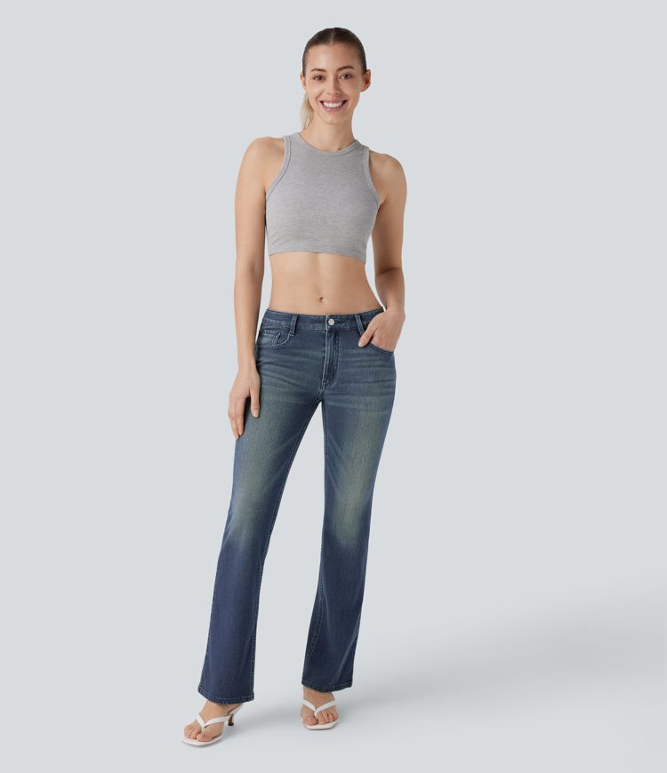 ColaFlex™ Denim Low - Jeans svasati casual e sbiaditi in denim, elasticizzato con vita bassa e tasche multiple.