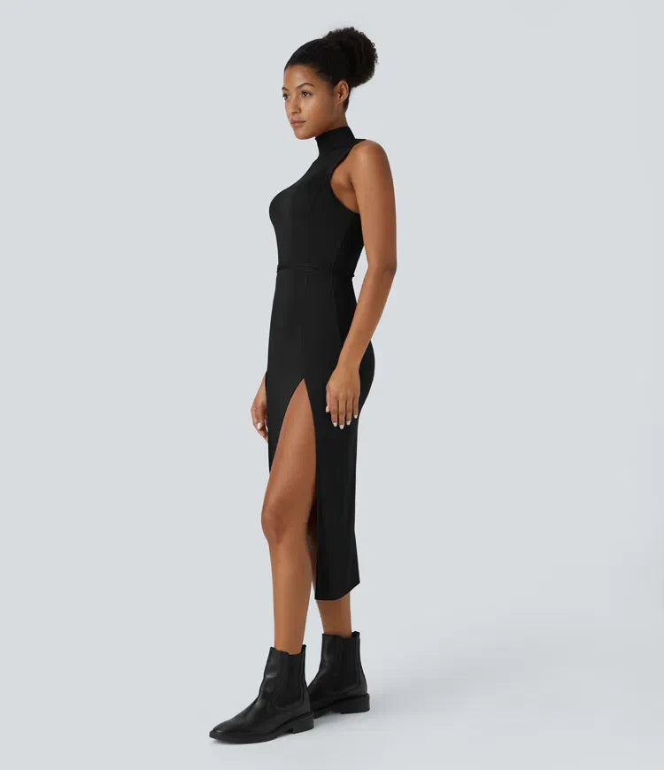 ColaZebra™ - Abito casual midi con Capuccio, Senza maniche e schiena a Zebra