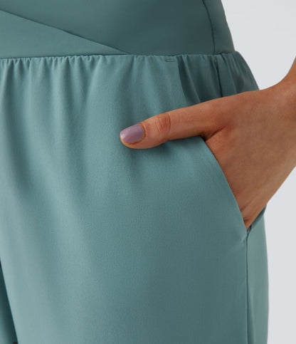 Breezeful™ - Pantaloni incrociati plissettati con vita alta e tasche laterali