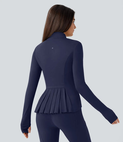 ColaSoft™ -  Giacca slim da equitazione con Collo alto, Maniche con foro per il pollice e Zip plissettata