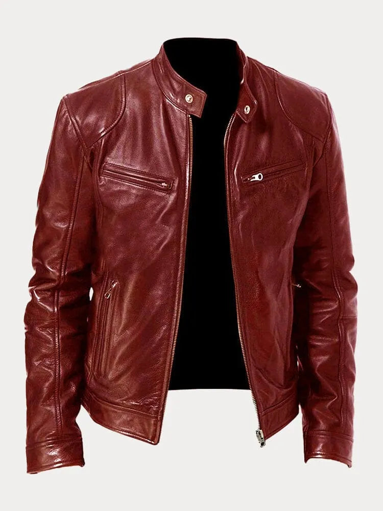 Giacca di pelle casual da uomo