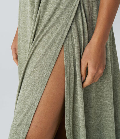 Serena™ - Maxi abito a canotta fluido e senza schienale con scollatura a U e spacco