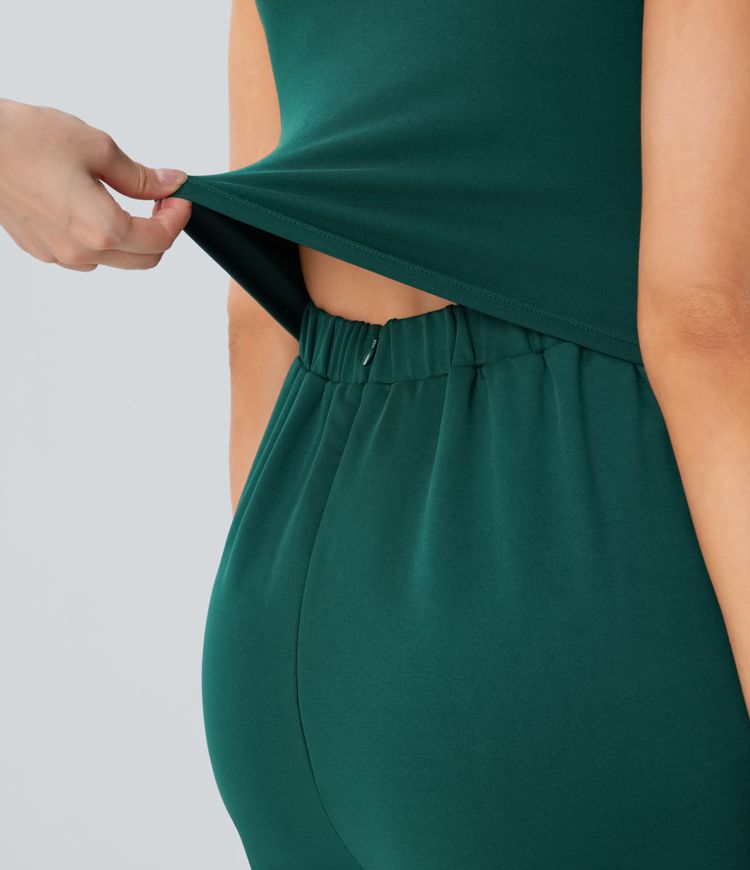 ColaSuit™ - Jumpsuit da festa senza maniche con scollo a V, tasche laterali e zip invisibile - Easy Peezy