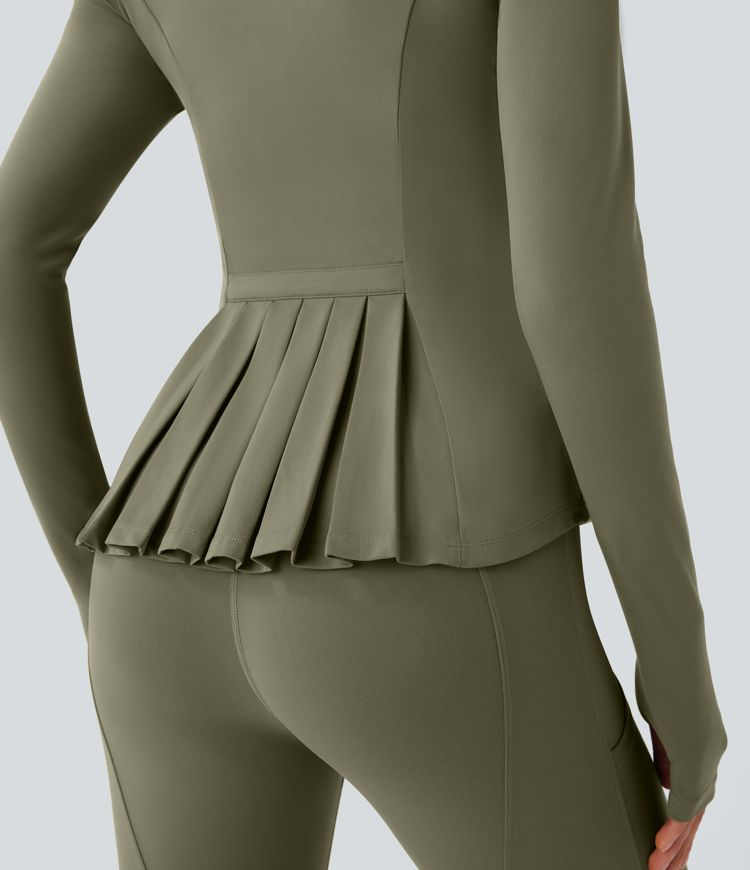 ColaSoft™ -  Giacca slim da equitazione con Collo alto, Maniche con foro per il pollice e Zip plissettata