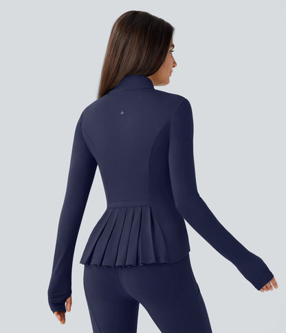 ColaSoft™ -  Giacca slim da equitazione con Collo alto, Maniche con foro per il pollice e Zip plissettata