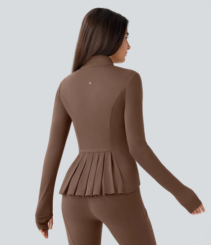 ColaSoft™ -  Giacca slim da equitazione con Collo alto, Maniche con foro per il pollice e Zip plissettata