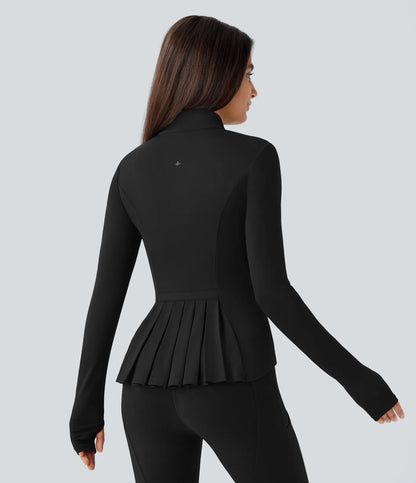 ColaSoft™ -  Giacca slim da equitazione con Collo alto, Maniche con foro per il pollice e Zip plissettata