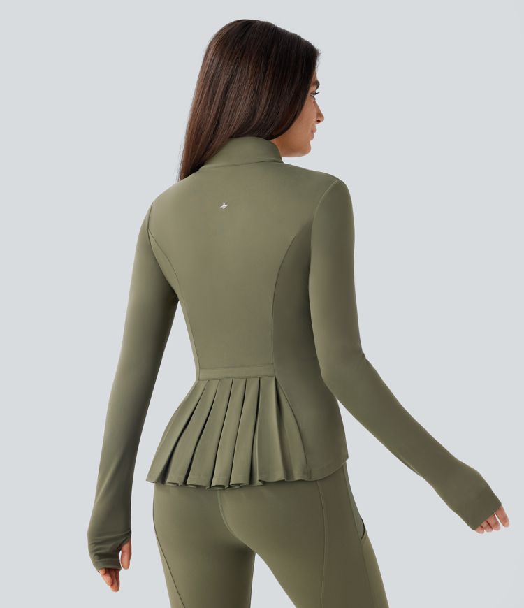 ColaSoft™ -  Giacca slim da equitazione con Collo alto, Maniche con foro per il pollice e Zip plissettata