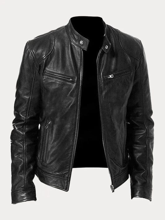 Giacca di pelle casual da uomo